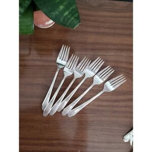 Vintage‎ Six (6) Salad Fork WM Rogers & Son Gardenia Silverplate rose Individual